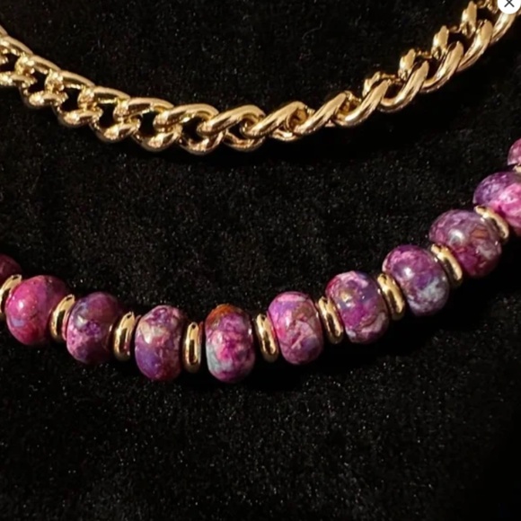 KENDRA SCOTT REBECCA GOLD MULTI STRAND NECKLACE IN BRONZE VEINED PURPLE TURQUOIS - Picture 5 of 8